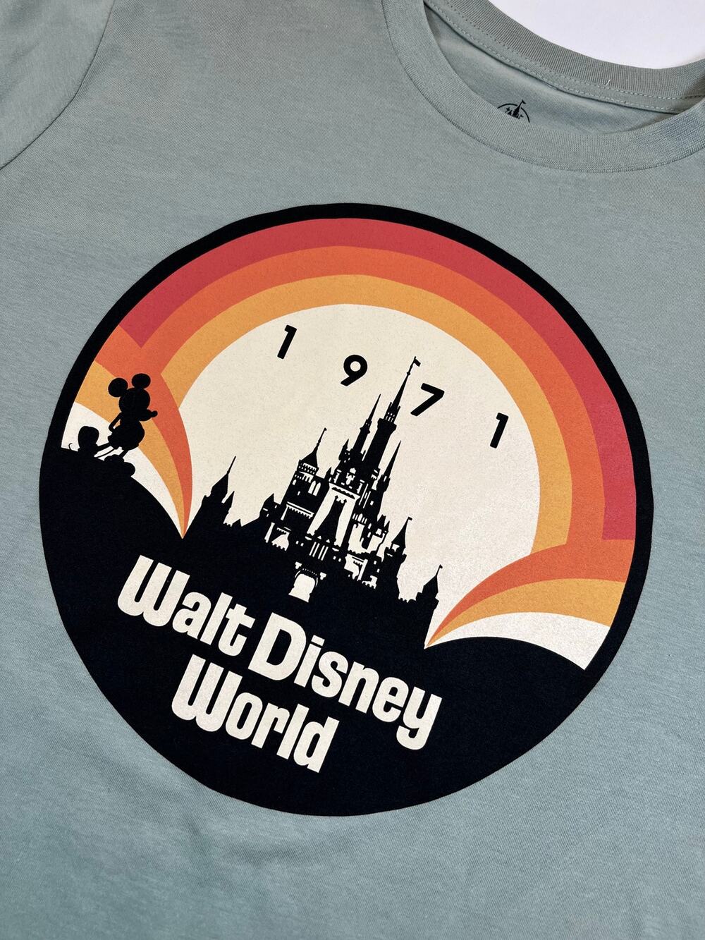 Walt Disney World Retro 1971 Castle Sage Green Adult Tee - Size Large - NWT
